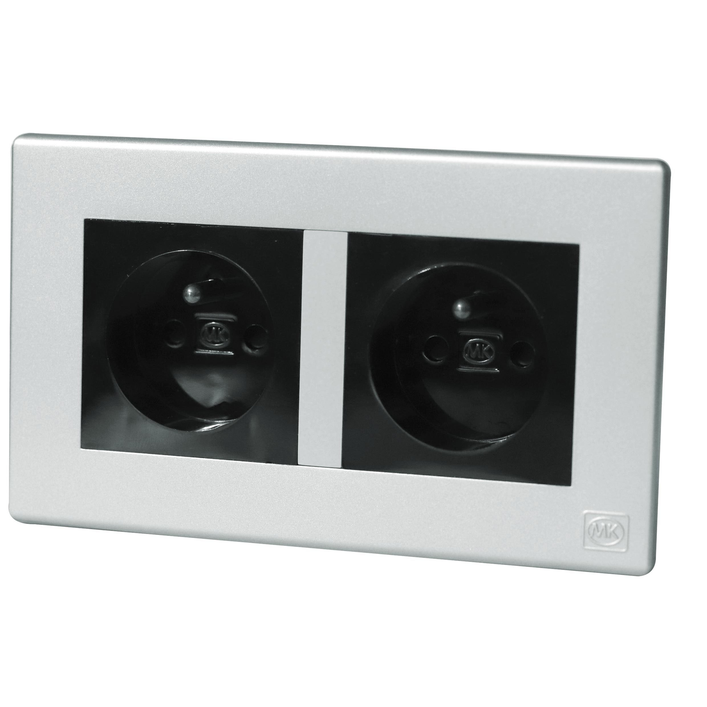 French Socket 2P+E 16A Double Black MK Honeywell Avant Titanium