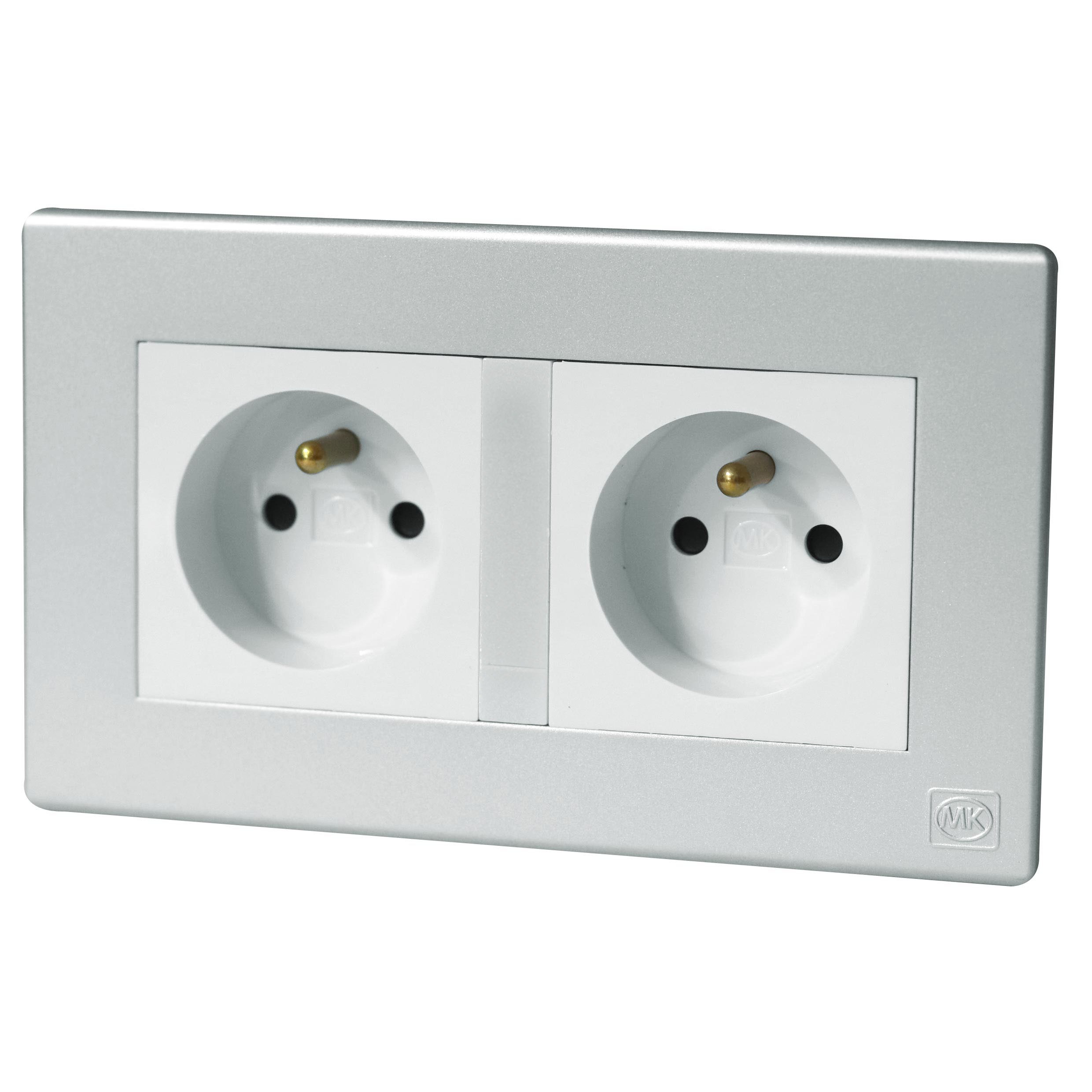 French Socket 2P+E 16A Double White MK Honeywell Avant Titanium