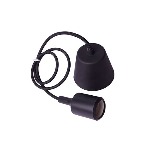 Lampholder hanging E27 with ceiling rose +1MT wire Black Reference: MLK03