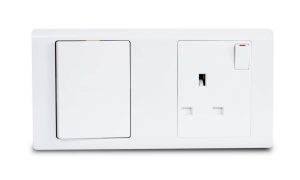 Combination Switch 1G 2W + S/Socket 13A White R-Series MK Honeywell