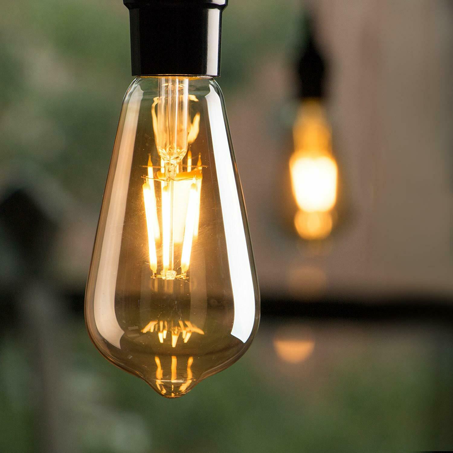 Black Lampholder E27 1MT Length + ST64 Amber Bulb