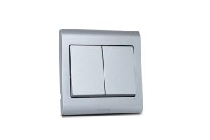 Switch 2 Gang 2 Way R Series Satin Titanium 16A MK Honeywell R4782STT