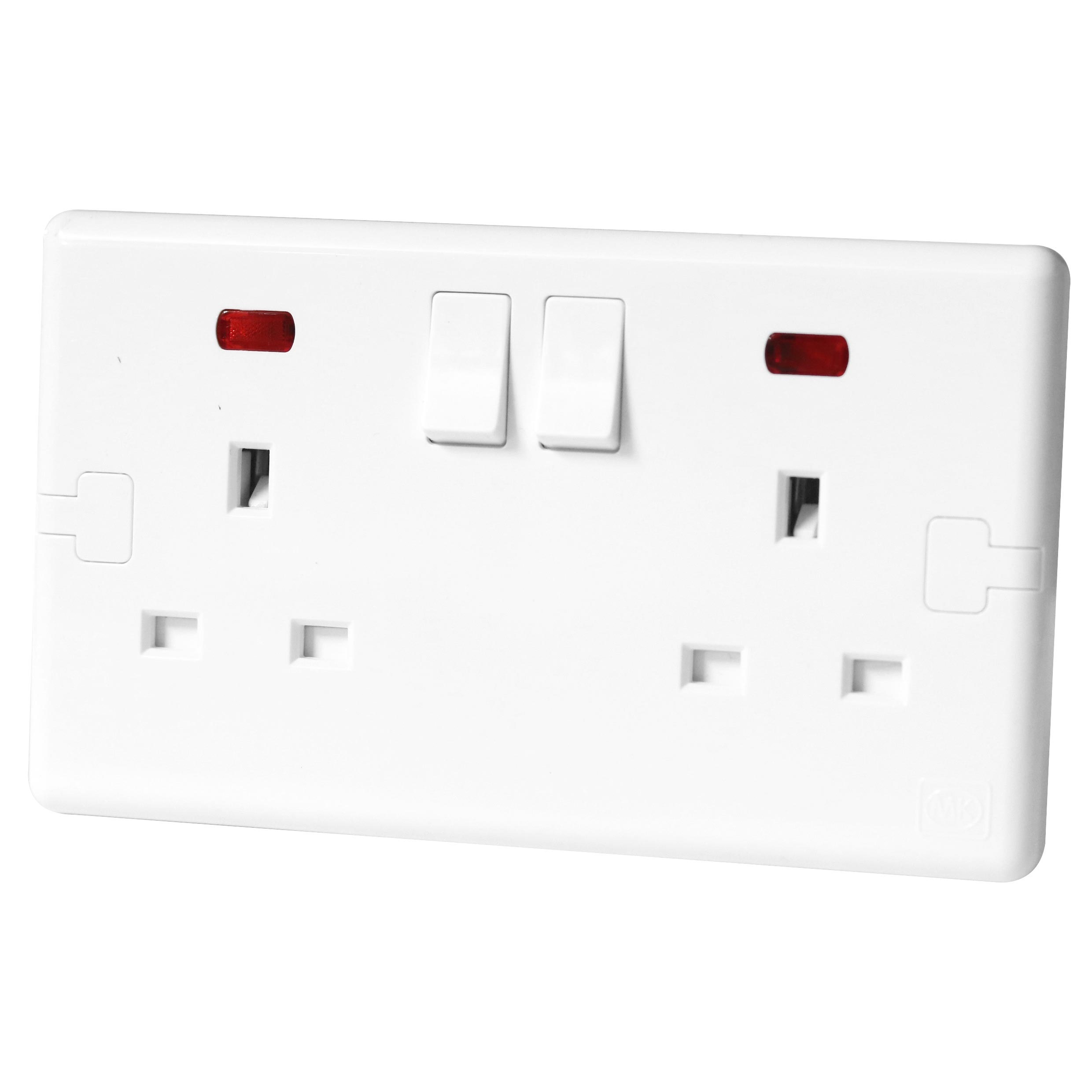 Switch Socket 13A 2Gang Neon MK Honeywell Ecore
