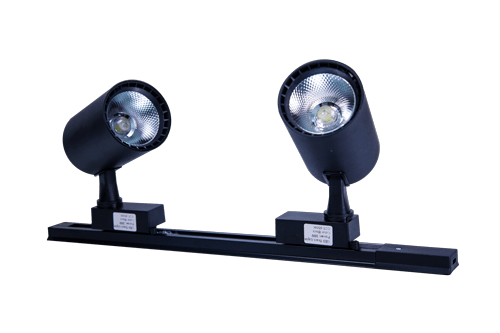 2x30W Led Cob Tracklight Spot Black Color, Daylight On Rail 50cm