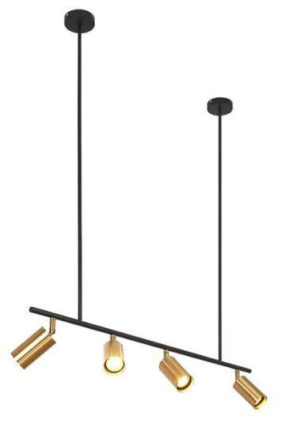 Hanging 4 Spots Gold on Extended Rods(Up to 2mts length) Complete without bulbs coolwhite 7WGU10  Ref: TL4-BL/GD