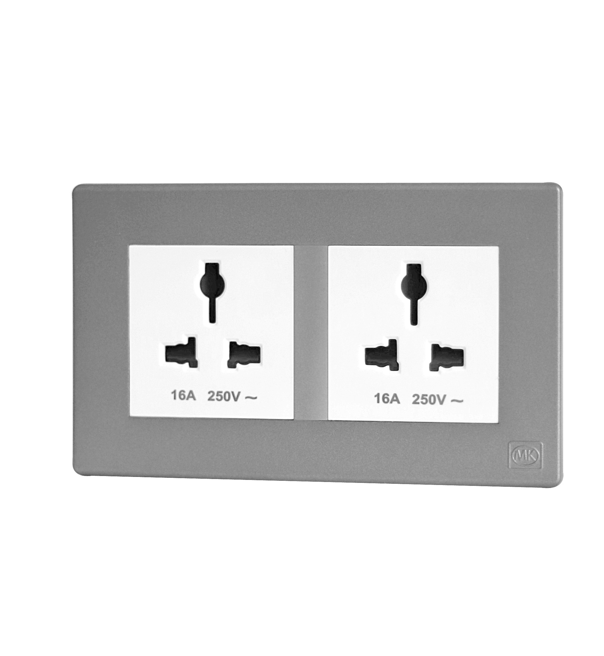 International Socket 16A Double White MK Honeywell Avant Charcoal