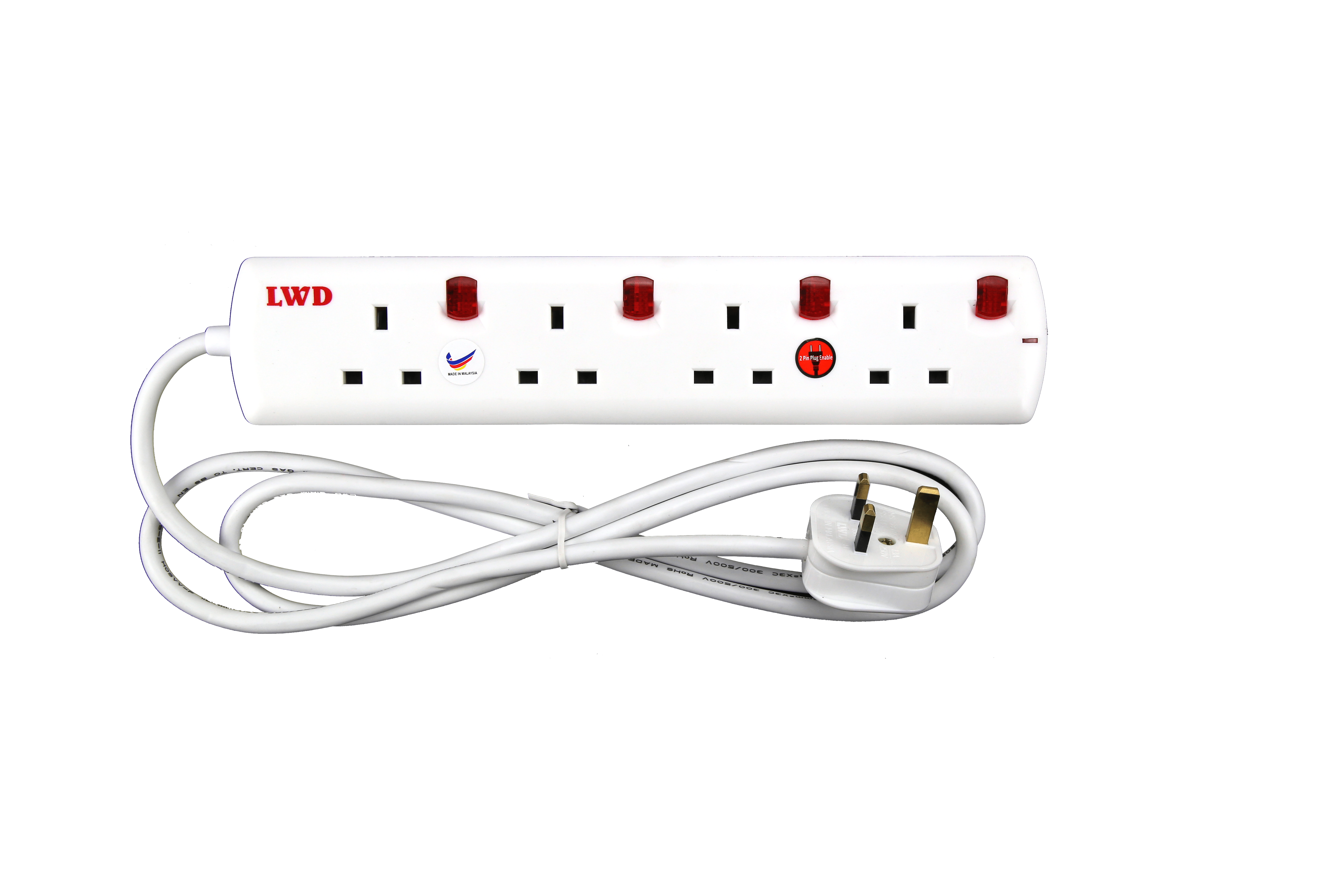 Multisocket 13A 4Ways with wire 2mts LWD