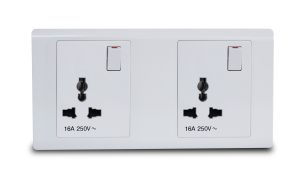 Combination Double Switched Socket Universal 16A R Series MK Honeywell