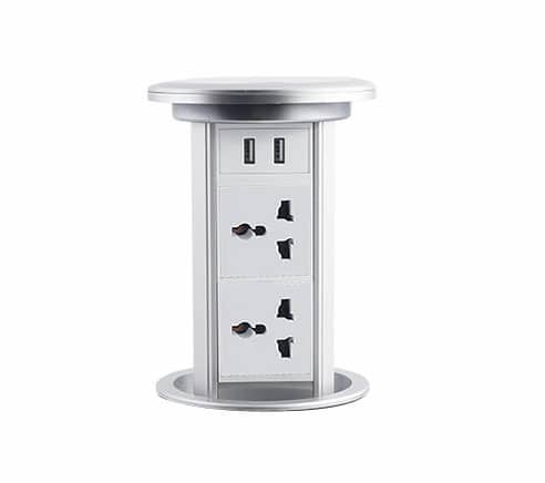 Manual Pull Up Socket Outlet Silver For Countertops