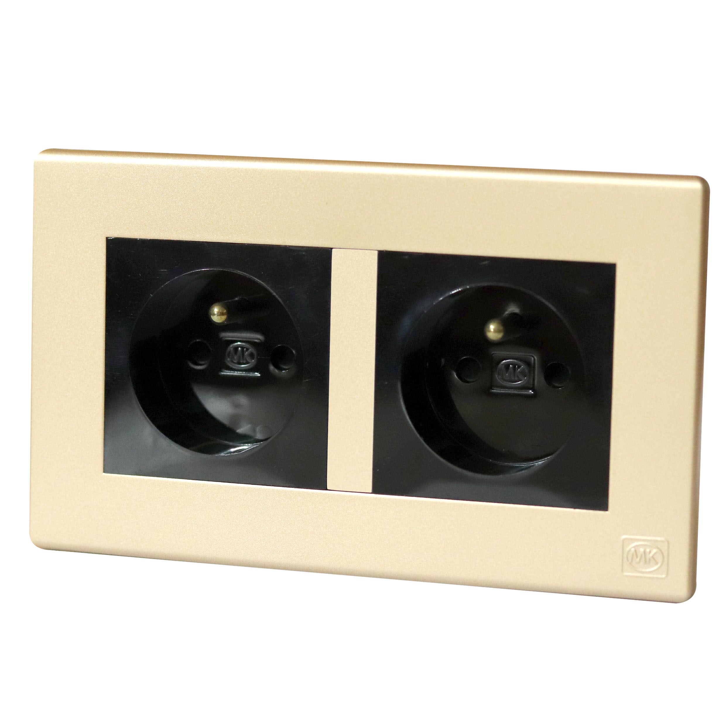 French Socket 2P+E 16A Double Black MK Honeywell Avant Champagne