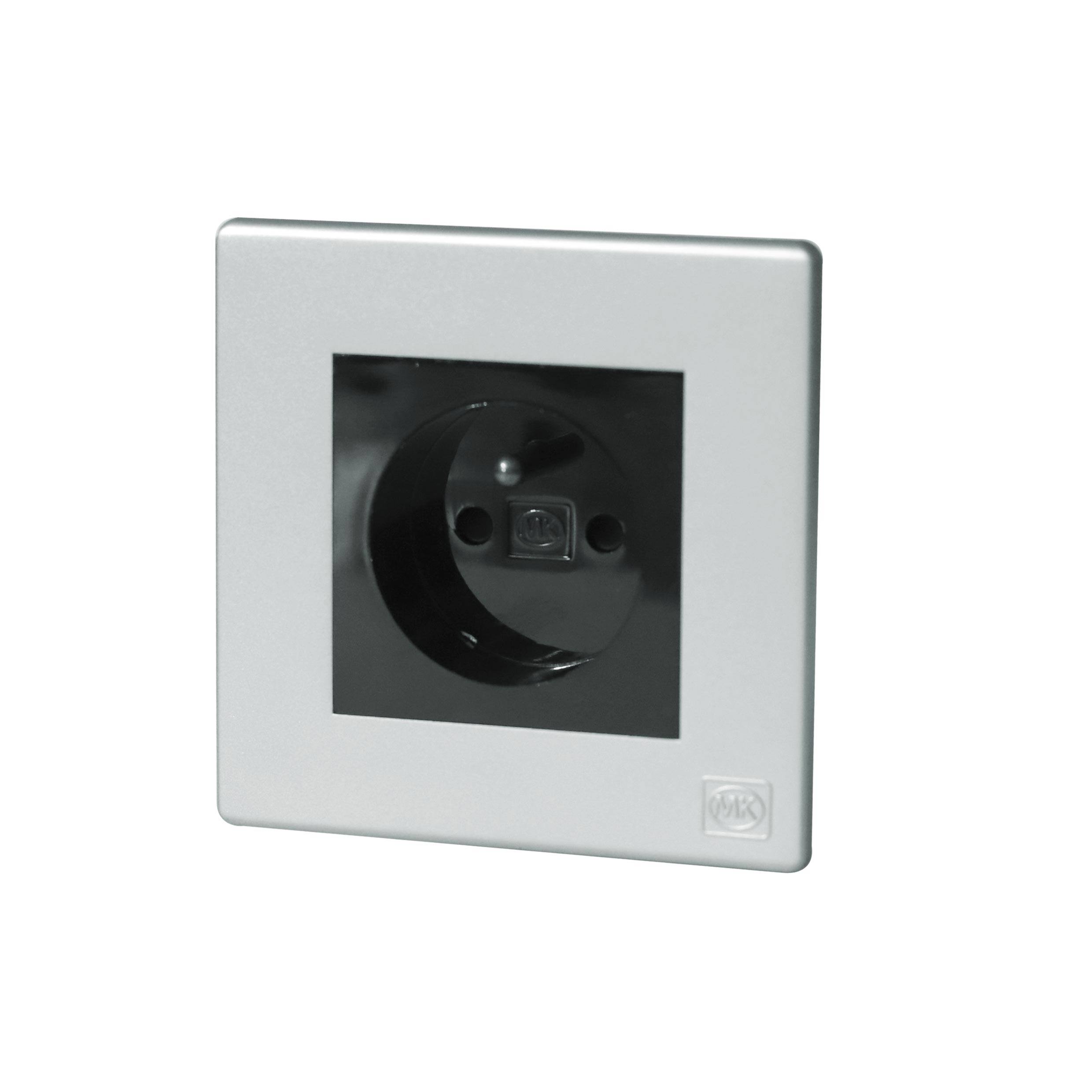 French Socket 2P+E 16A Single Black MK Honeywell Avant Titanium