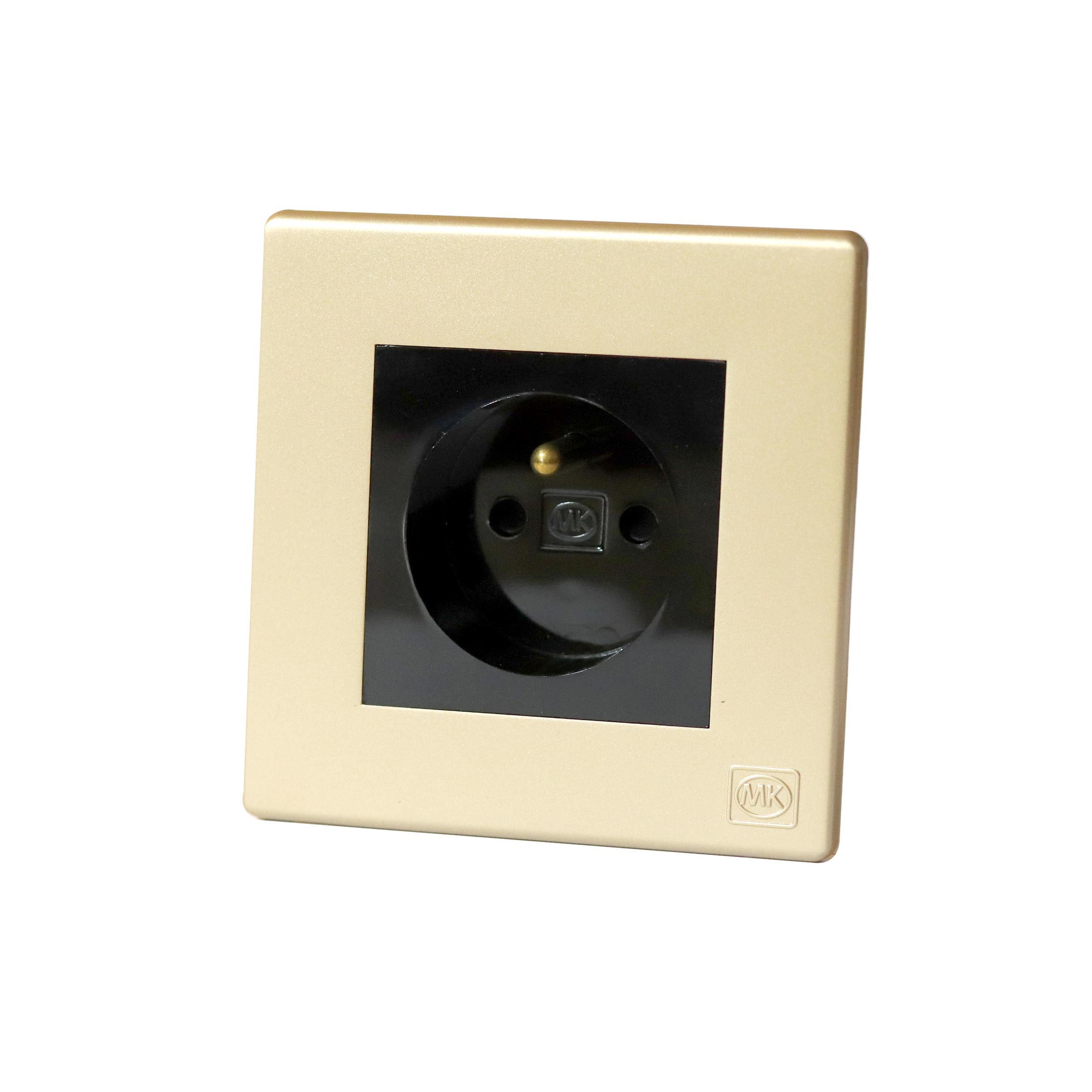 French Socket 2P+E 16A Single Black MK Honeywell Avant Champagne