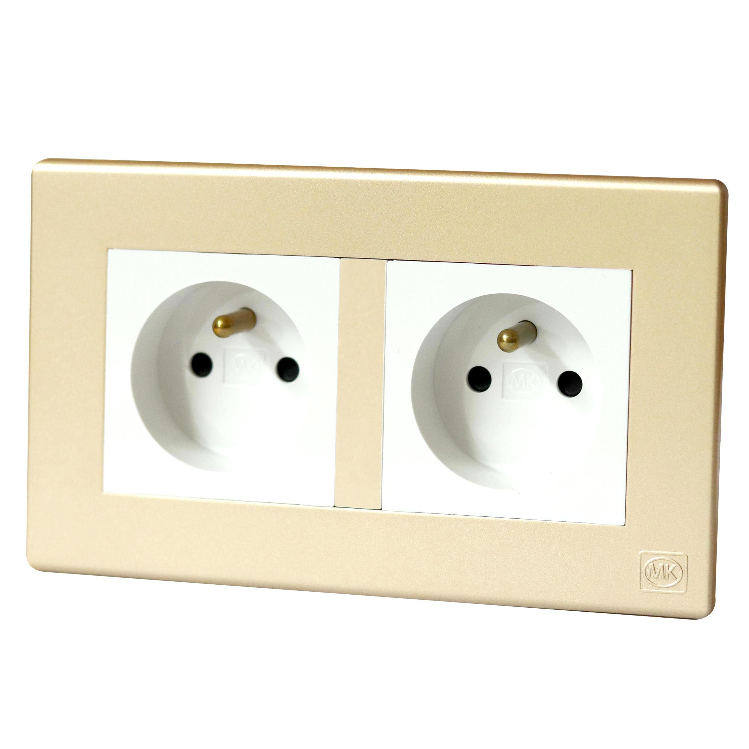 French Socket 2P+E 16A Double White MK Honeywell Avant Champagne
