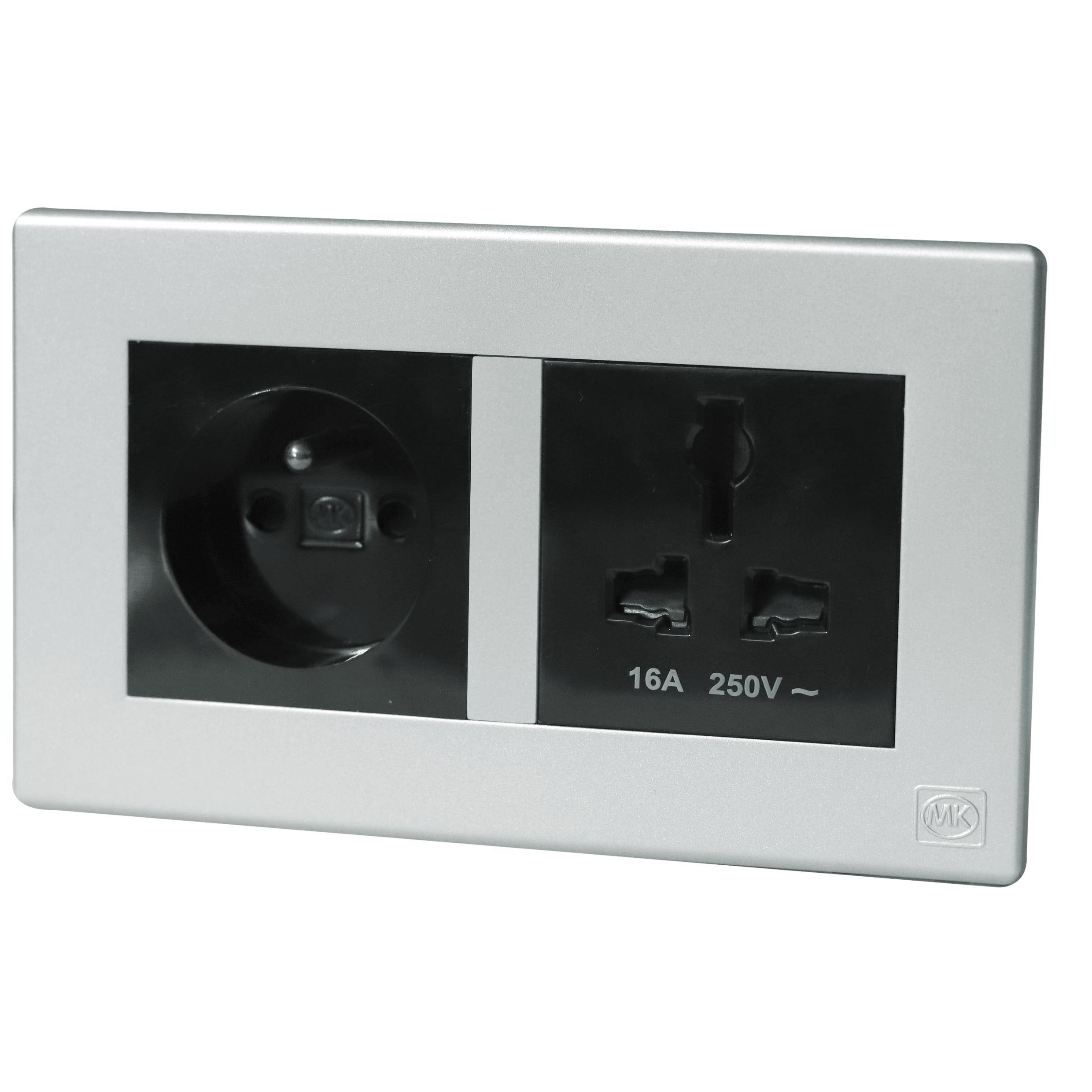 International Socket 16A + French Socket 2P+E 16A Black MK Honeywell Avant Titanium