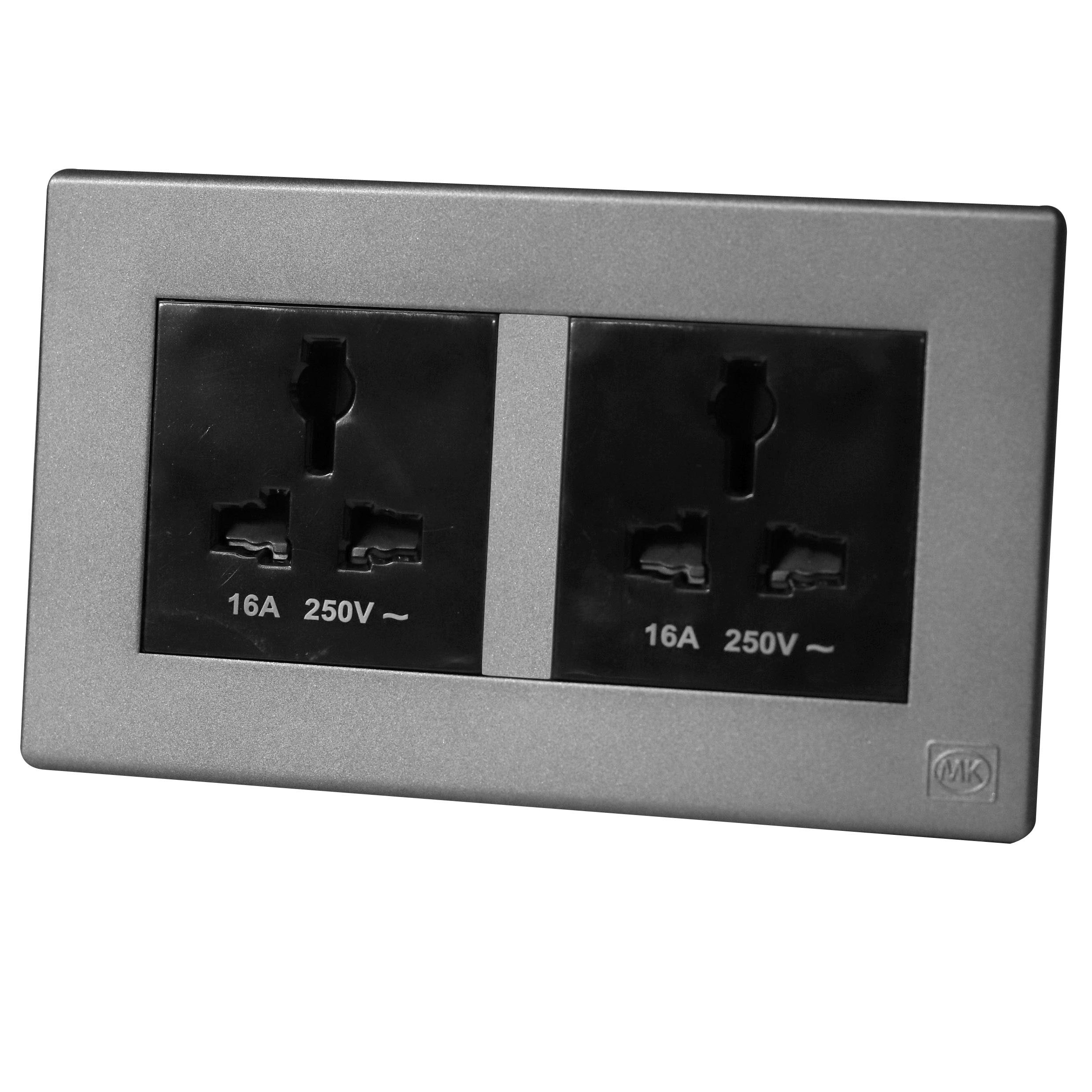 International Socket 16A Double Black MK Honeywell Avant Charcoal