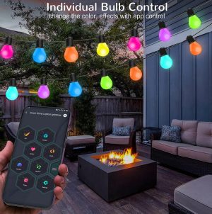 Led String Lights 12mts 20 Bulbs With Individual Bulb Color Control And Bluetooth  Ref: CMJ-TYNDC-12M