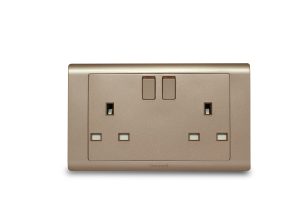 Combination Switched Socket New R series MK Honeywell landscape Champagne 2x13A