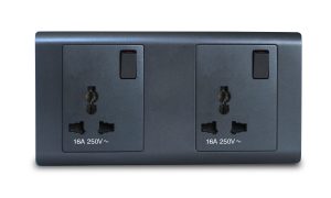 Combination Double Switched Socket Universal 16A R Series MK Honeywell Graphite