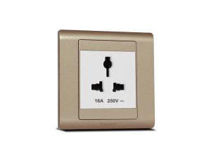 Single Universal Socket White with Frame Champagne Gold SX2837WHI + R5451CGL