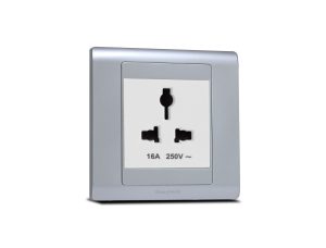 Single Universal Socket White with Frame Satin Titanium SX2837WHI + R5451STT