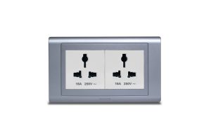 Twin Universal Socket White with Frame Satin Titanium SX2837WHI + R5452STT