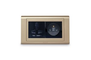 Universal socket and French socket Black with Frame Champagne Gold (SX2837BLK+K5834BLK+R5452CGL)