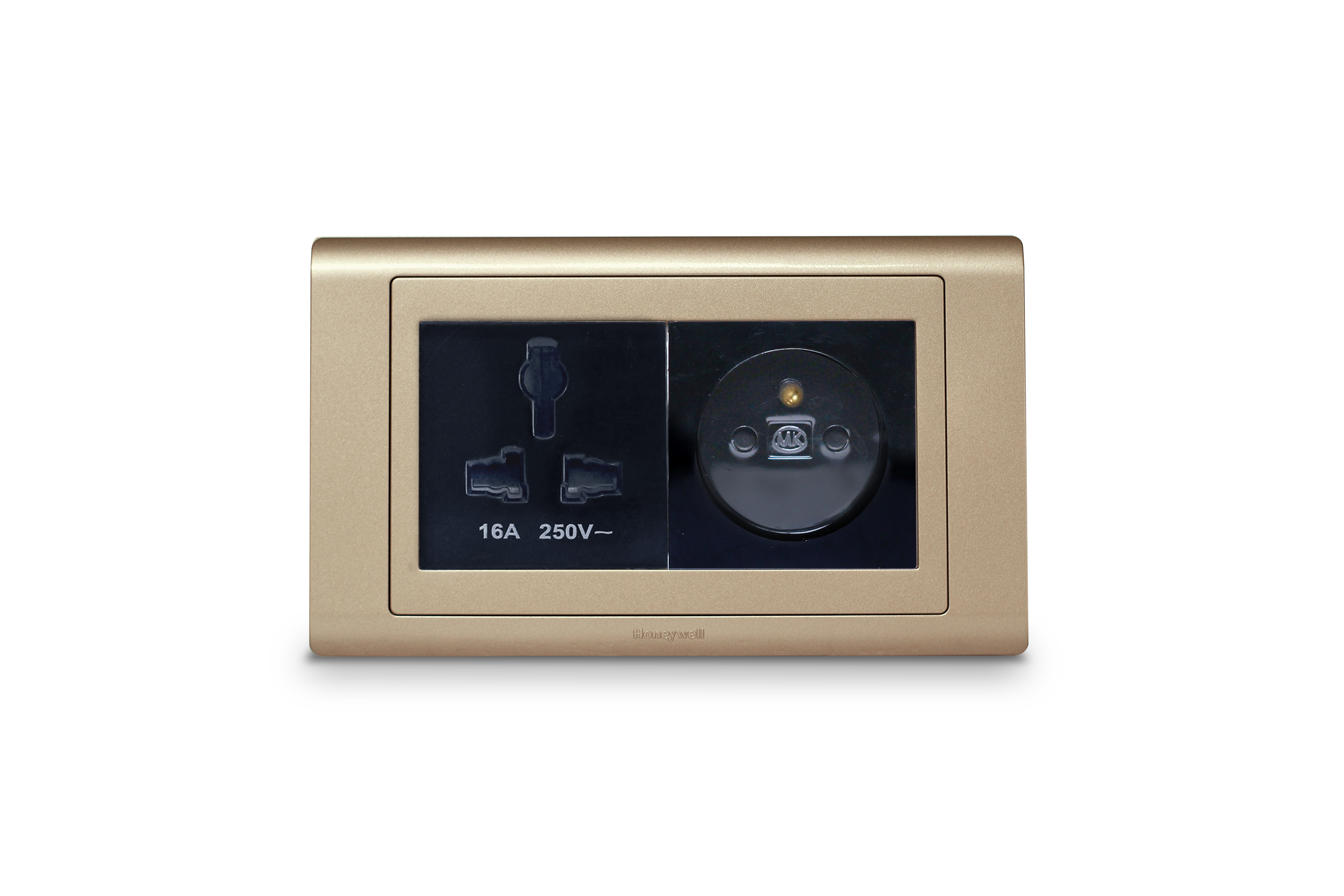 Universal socket and French socket Black with Frame Champagne Gold (SX2837BLK+K5834BLK+R5452CGL)