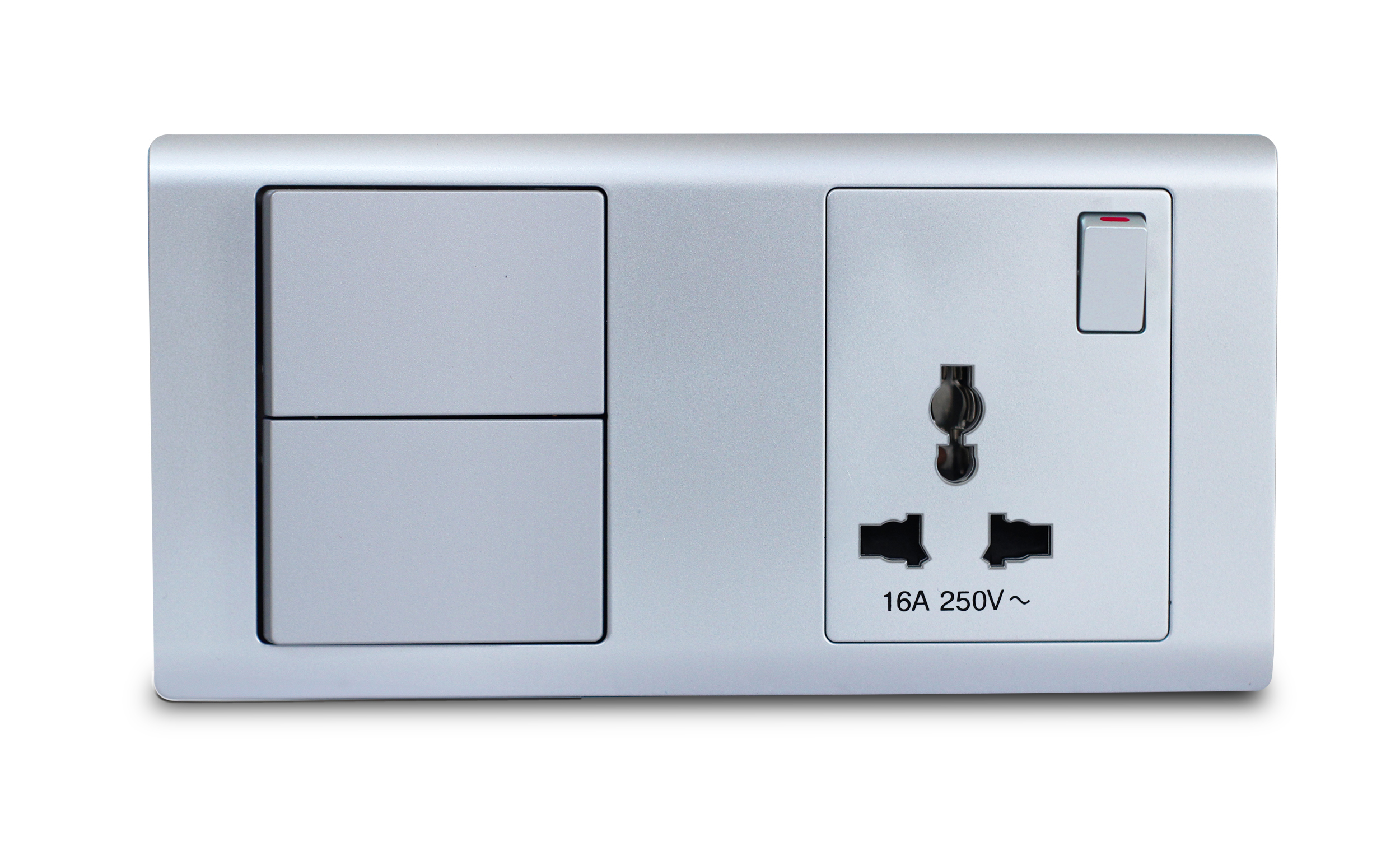 Combination Switch 2G 2W + S/Socket 16A Universal Titanium R-Series MK HoneyWell