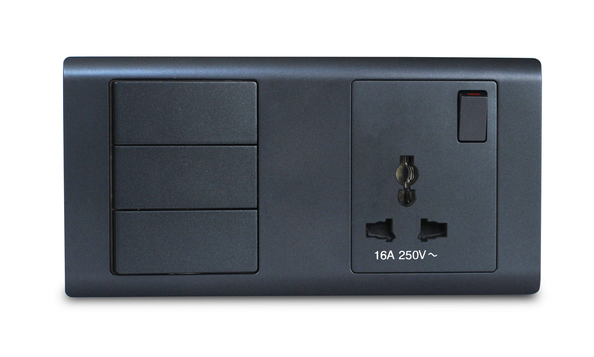 Combination Switch 3G 2W + S/Socket 16A Universal Graphite R-Series MK HoneyWell