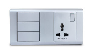 Combination Switch 3G 2W + S/Socket 16A Universal Titanium R-Series MK HoneyWELL