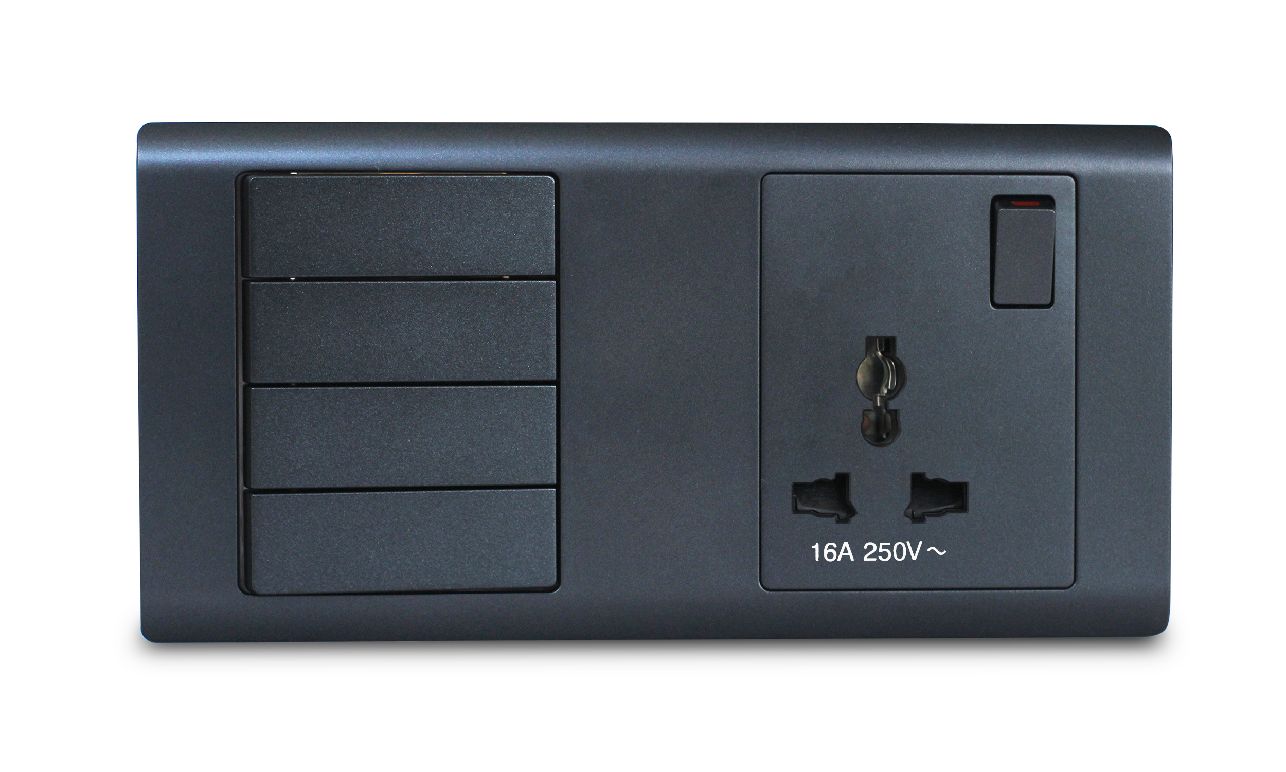 Combination Switch 4G 2W + S/Socket 16A Universal Graphite R-Series MK HoneyWell