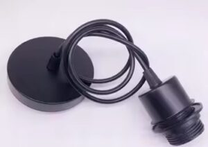 Lampholder hanging E27 with flat ceiling rose +1MT wire Black Ref:LHD06