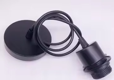 Lampholder hanging E27 with flat ceiling rose +1MT wire Black Ref:LHD06